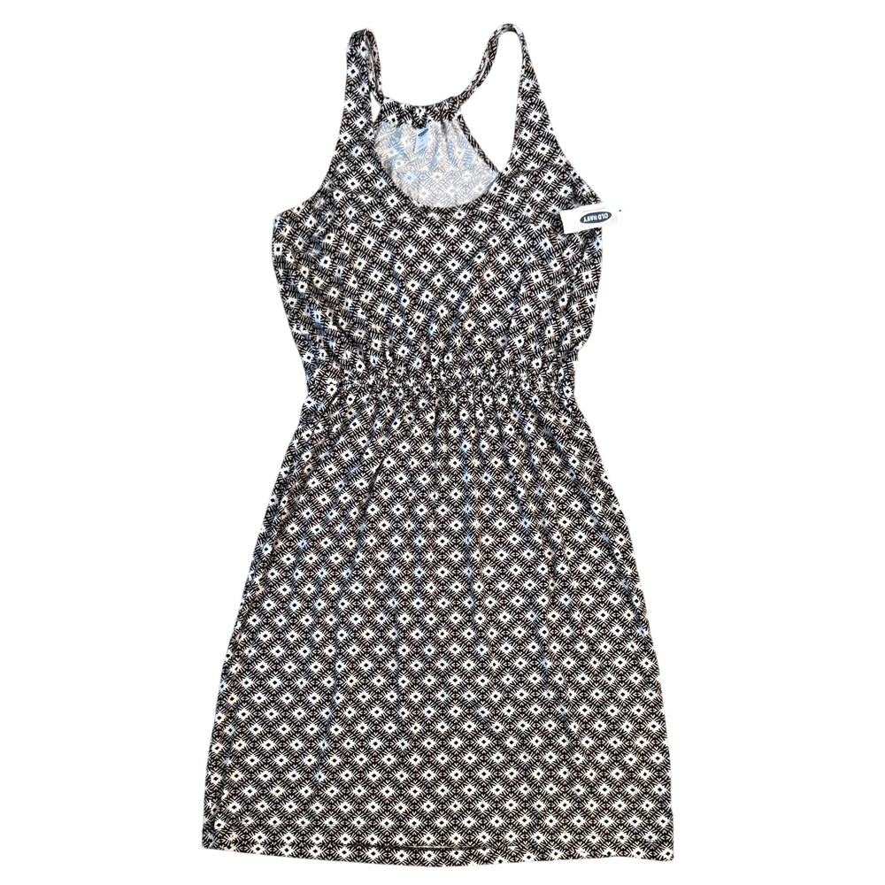 Old Navy Summer Dress Geometric Pattern Cinched Waist Scoop Neck Women's Medium